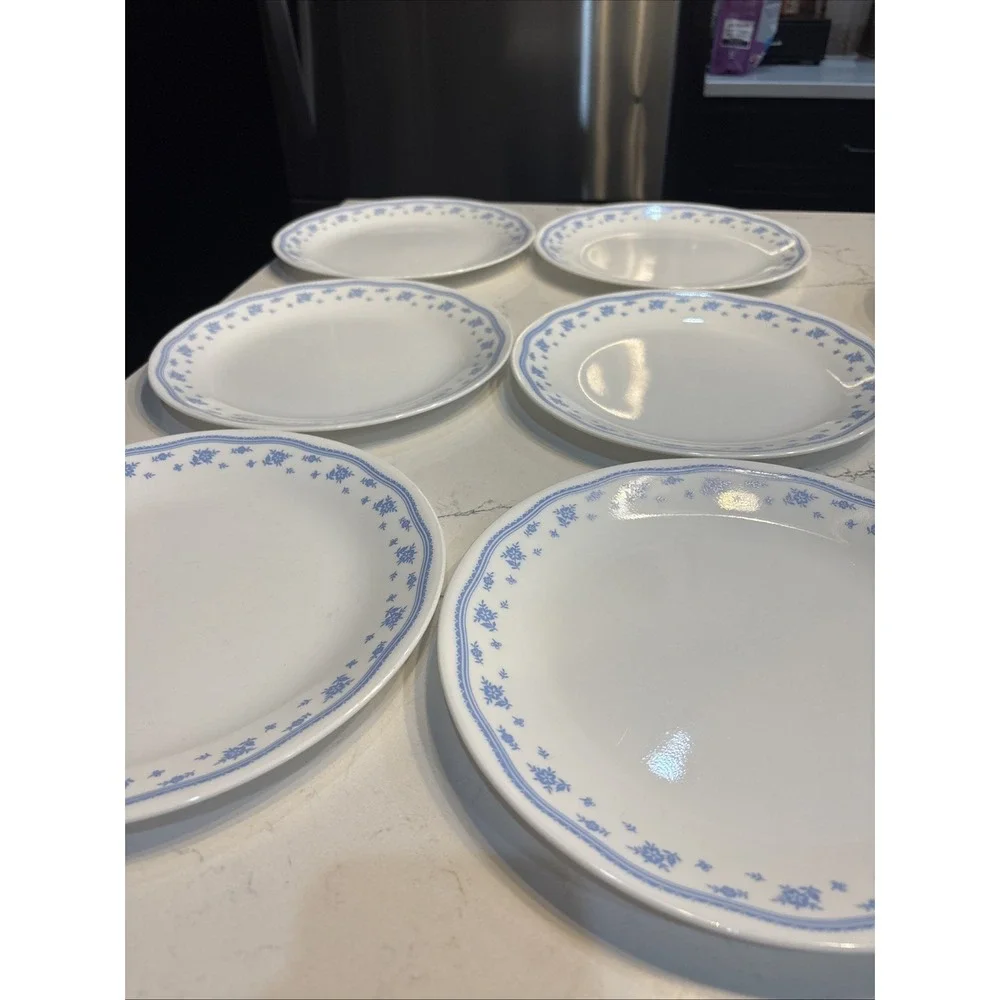 Set of 6 Corelle Morning Blue Floral 10.25